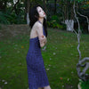 October Wind Skirt Grape Purple New Chinese Style Resort Island Retro Floral Whitening Dress