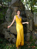 Orange Dusk Cloud Skirt Lazy Vacation Mesh Asymmetrical Shoulder Retro Irregular Patchwork Dress
