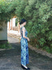 Azure Ripple Glass Skirt Porcelain Blue Tie-Dye Retro New Chinese Style Sleeveless Backless Slim Fit Dress