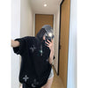 Plus Size Women's Summer Casual Embroidered Short-Sleeve Relaxed Fit Sweatshirt Fits 331 lb