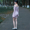 Rose Dream Pink Cloud Skirt Gentle and elegant off-the-shoulder pure and sweet fluffy dress
