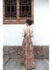 Withered Wood Smoke Field Skirt New Chinese Style Shibori Wabi-Sabi Original Waist Tie Backless Halter Maxi Dress