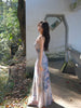 Ji Gray 'Tan' Skirt Soft and Cozy Vintage and Gentle Spaghetti Strap Floral Slim-Fit Waist-Cinching Mermaid Dress