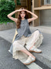 Plus Size Women's Summer Lace Patchwork Sleeveless Relaxed Fit Dress Fits 331 lb