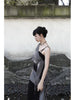 Jian Ma Wrapped Long Dress Cool Gray Linen and Cotton Raindrop Shawl New Chinese Style Layered Black