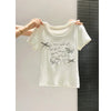 Plus Size Women's Summer Casual Bow Printed Short-Sleeve T-Shirt Fits 331 lb