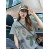Plus Size Women's Summer New-Style Bow Short-Sleeve Relaxed Fit T-Shirt Fits 331 lb
