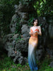 Ling Wu Mi Die Skirt Orange and Blue Gradient Romantic Atmosphere Cool Mesh New Chinese Style Halter Dress