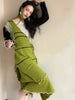 Woven Dress Retro Irregular Original Deconstructed Handmade Contrast Color Knit Sweater Overlay Skirt