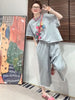 Plus Size Women's Summer Casual Printed Relaxed Fit Two-Piece Set Fits 331 lb