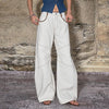 White Panel Distressed Low-Rise Wide-Leg Floor-Length Jeans for Women Loose Fit