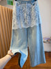 Plus Size Women's Summer New-Style Casual Lace Patchwork Relaxed Fit Pants Fits 99-331 lb