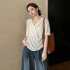 Plus Size Women's Summer French-Style Elegant Chiffon Short-Sleeve T-Shirt