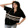 Plus Size Women's Summer Casual Knitted Short-Sleeve Relaxed Fit Sweater Fits 88-331 lb