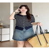 Plus Size Women's Summer Knitted Short-Sleeve Sweater Fits 88-331 lb