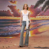 American Light Blue Washed Low-Rise Slim Fit Bootcut Jeans Straight Leg Pants
