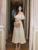First Encounter Vintage Ethereal White Moonlight Satin Burnout Floral Gentle Dress