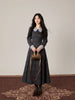 Piano Lesson French Doll Collar Waist-Hugging Mid-Length British Style Dress for Women Autumn