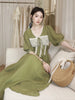 Summer Moss Linen and Lace Delicate Fresh and Gentle Design Dress