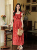 Goddess-level vacation-ready floral dress that flatters slims and exudes elegance