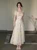 Antique Garden Elegant Retro Floral Flower Print French Dress 2