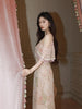 Printed Waist Cinching Exquisite and Unique Lace Splicing Dress