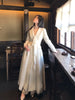 Taiwanese Drama Elegant Suede Waist-Tie Flowy Dress