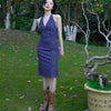October Wind Skirt Grape Purple New Chinese Style Resort Island Retro Floral Whitening Dress