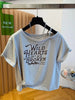 Plus Size French-Style Printed Short-Sleeve Relaxed Fit T-Shirt Fits 331 lb