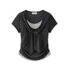 Plus Size Patchwork Pleated Short-Sleeve T-Shirt Fits 331 lb