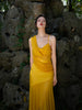 Orange Dusk Cloud Skirt Lazy Vacation Mesh Asymmetrical Shoulder Retro Irregular Patchwork Dress