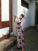 Gu Ya Fen Gui Skirt Oil Painting Manor Rose Floral New Chinese Style Backless Mermaid Maxi Dress
