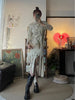 Flutter Dress Irregular Cut Deconstructed Vintage Cotton Frayed Stripe Beige Patchwork Skirt