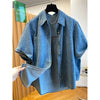 Plus Size Women's Summer Casual Denim Short-Sleeve Relaxed Fit Shirt Fits 331 lb