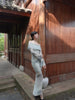 Landscape Lotus Wave Skirt New Chinese Style National Wind Retro Print Off-Shoulder Long Sleeve Mermaid Dress