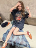 Plus Size Spring Summer Fashionable New-Style Printed Two-Piece Set Fits 331 lb