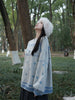 Fairy Light Blue Dress Sweet Retro Soft Handmade Crocheted New Chinese Style Forest Lazy Sweater