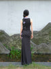 Indigo Ink Wash Inkstone Skirt Purple Iris Ink-Dyed New Chinese Style National Wind Qipao Dress Top and Set