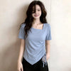 Plus Size Women's Summer Pleated Short-Sleeve T-Shirt