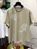 Plus Size Women's Summer Embroidered Short-Sleeve Relaxed Fit T-Shirt Fits 331 lb