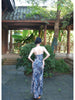 Xiangyunsha Butterfly Skirt Misty Blue-Gray Chinese Style Gradient Cold Feeling Mesh Halter Dress Long Gown