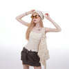 Bow Detail Lace Camisole Top Slim Fit Spaghetti Strap Basewear for Spring and Summer