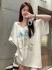 Plus Size Women's Summer Casual Printed Short-Sleeve Relaxed Fit T-Shirt Fits 88-331 lb
