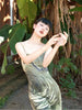 Aono Tea Aroma Skirt Light Green Forest Fairy Retro New Chinese Style Original Halter Maxi Dress
