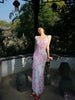 Pink Paper Falling Petals Skirt New Chinese Style Ruffled Floral Waist Mermaid Dress
