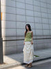 Xiao Ju Chuan Li / Leaf Root Print Cami Asymmetric Top in Spring Green with Embossed Texture and Relief Pattern