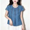 Plus Size Women's Summer New-Style Denim Short-Sleeve Shirt Fits 99-331 lb