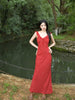 Yan Zhi Hong Xiqu Dress New Chinese Style Retro Floral Advanced Fairy Hepburn Vacation Waist Cinching