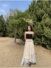Tie-dye Ink Painting Skirt Irregular Strap Distressed Cotton Linen Patchwork Half Dress Convertible