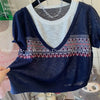 Plus Size Summer New-Style Knitted Short-Sleeve Relaxed Fit Sweater Fits 88-331 lb